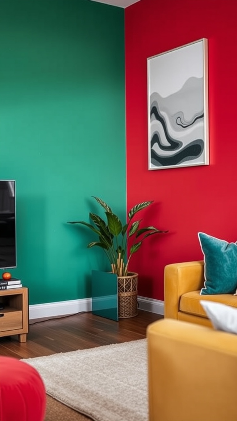 20 Vibrant Ideas to Transform Your Living Room with Bold Color Palettes - 13. Accent Walls: A Splash of Color