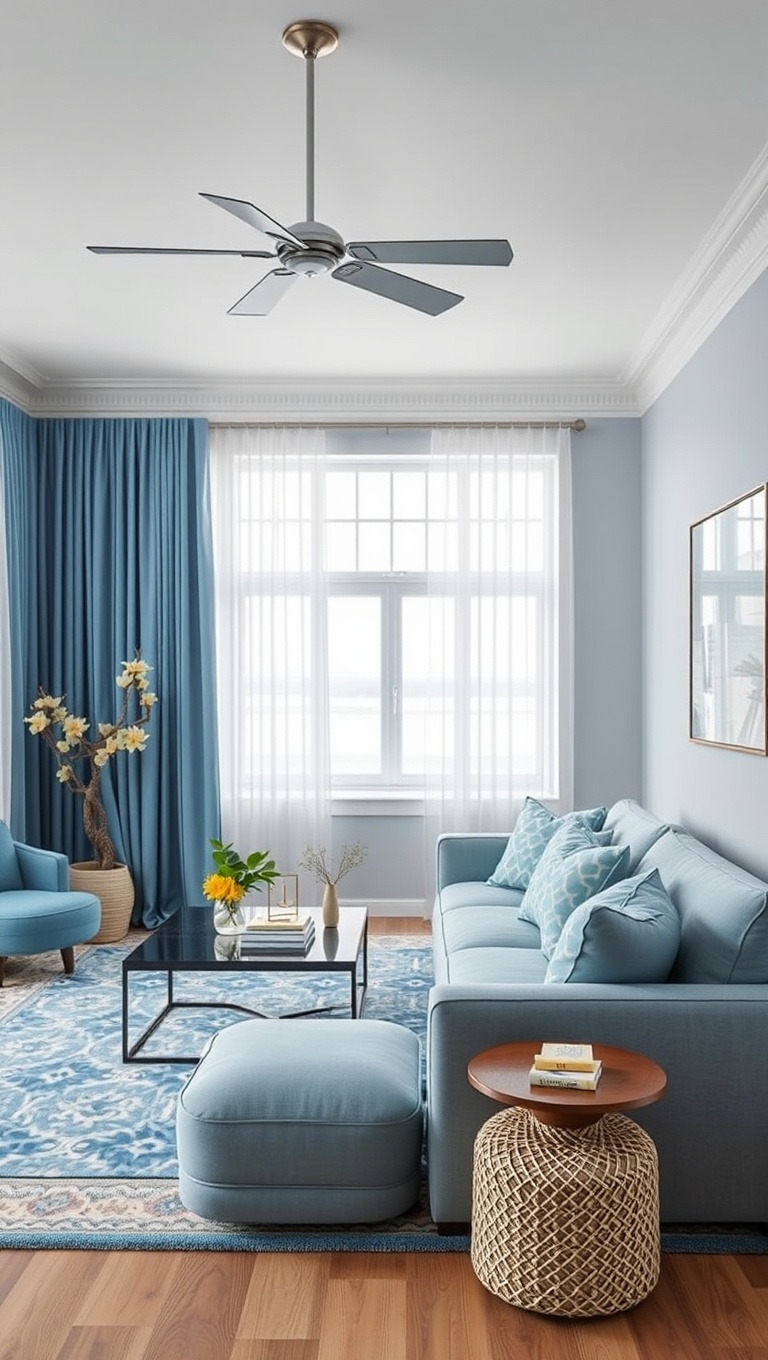 20 Vibrant Ideas to Transform Your Living Room with Bold Color Palettes - 10. Coastal Colors: Beachy Blues and Whites