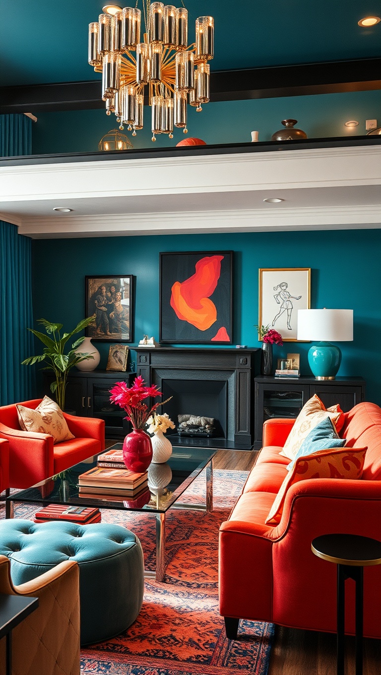 20 Glam Living Room Ideas that Sparkle and Shine - 17. Vibrant Accessories: Inject Playful Color