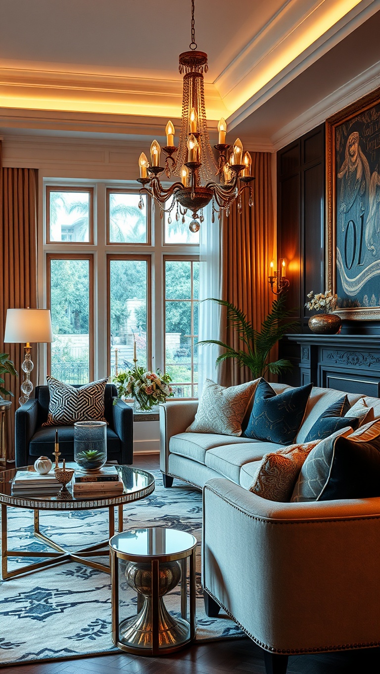 20 Glam Living Room Ideas that Sparkle and Shine - 20. Personal Elements: Stories That Shine