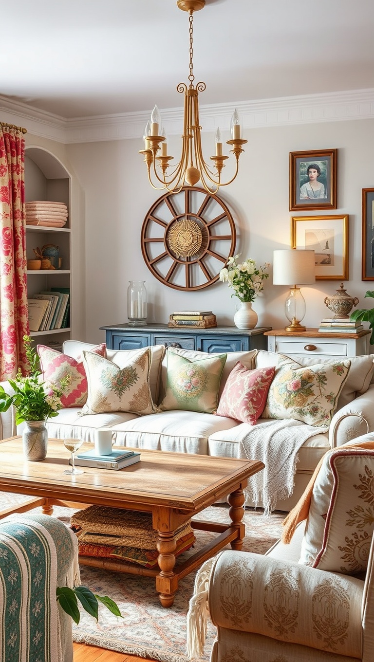 20 Charming Ideas for a Shabby Chic Living Room - Incorporate Vintage Fabrics: Pillows and Throws for Texture and Color