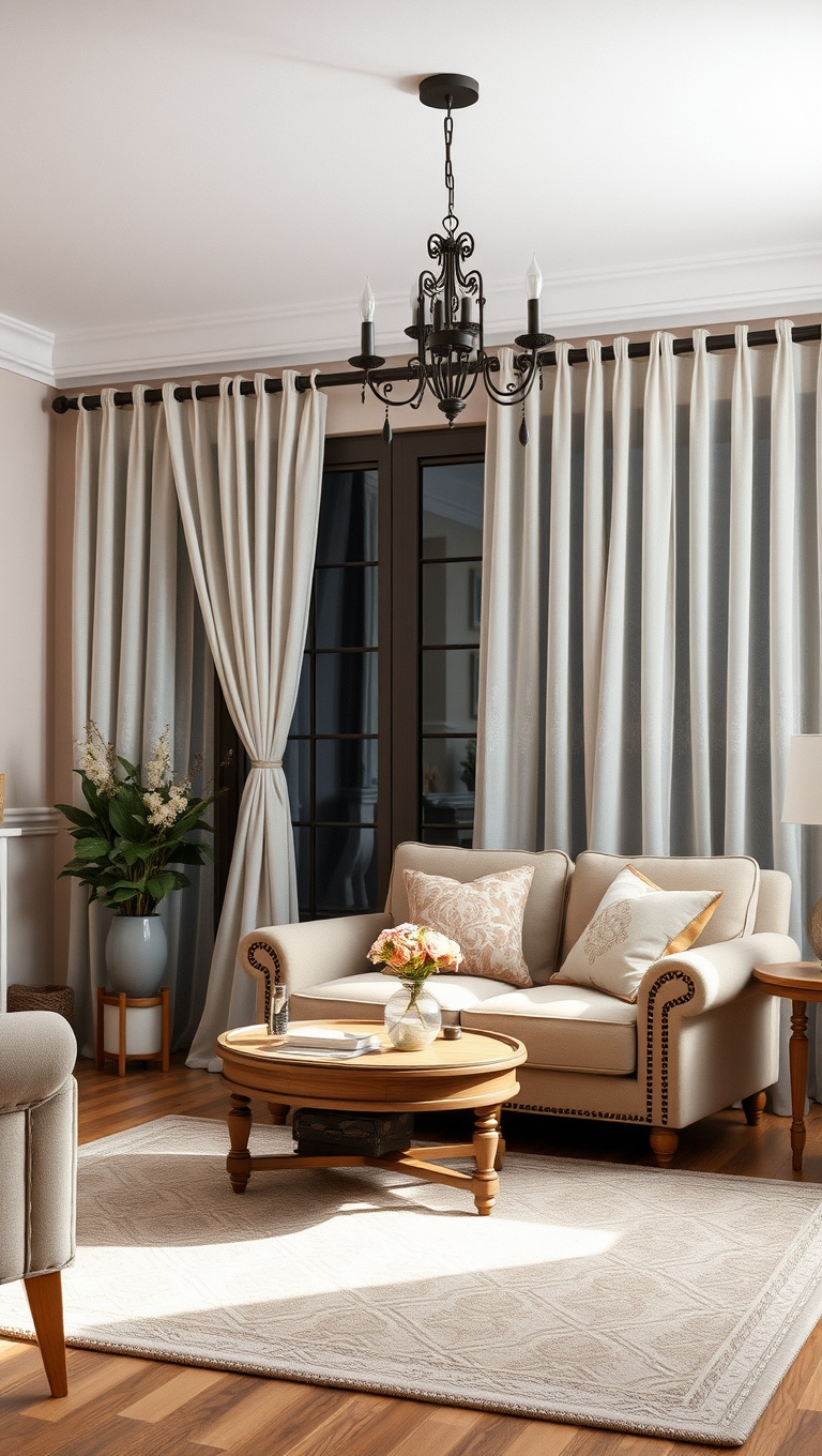 20 Charming Ideas for a Shabby Chic Living Room - Shabby Chic Curtains: Light, Airy, and Inviting