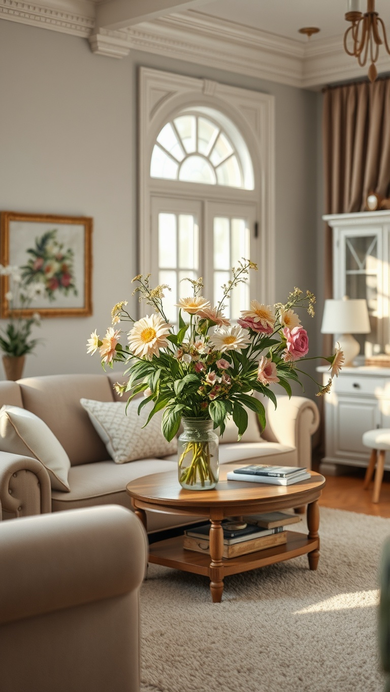 20 Charming Ideas for a Shabby Chic Living Room - Fresh Flowers: Bringing Nature’s Elegance Indoors