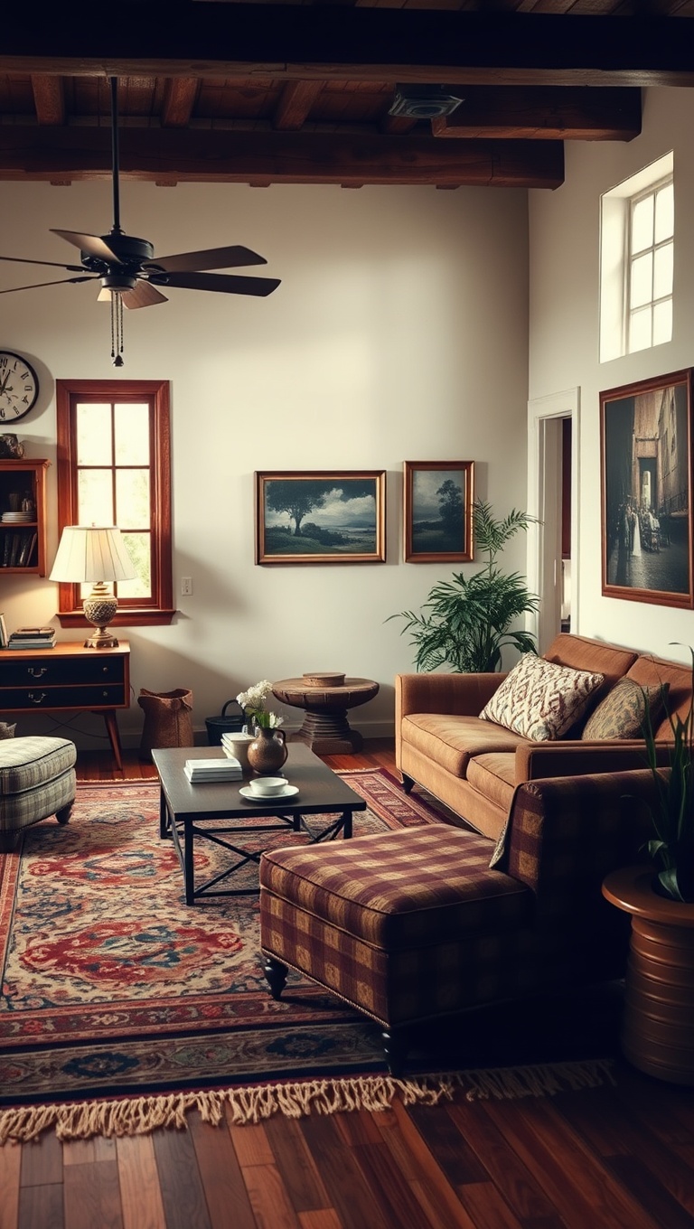 20 Charming Ideas to Create Your Dream Vintage Living Room - 6. Incorporate Vintage Rugs for Warmth