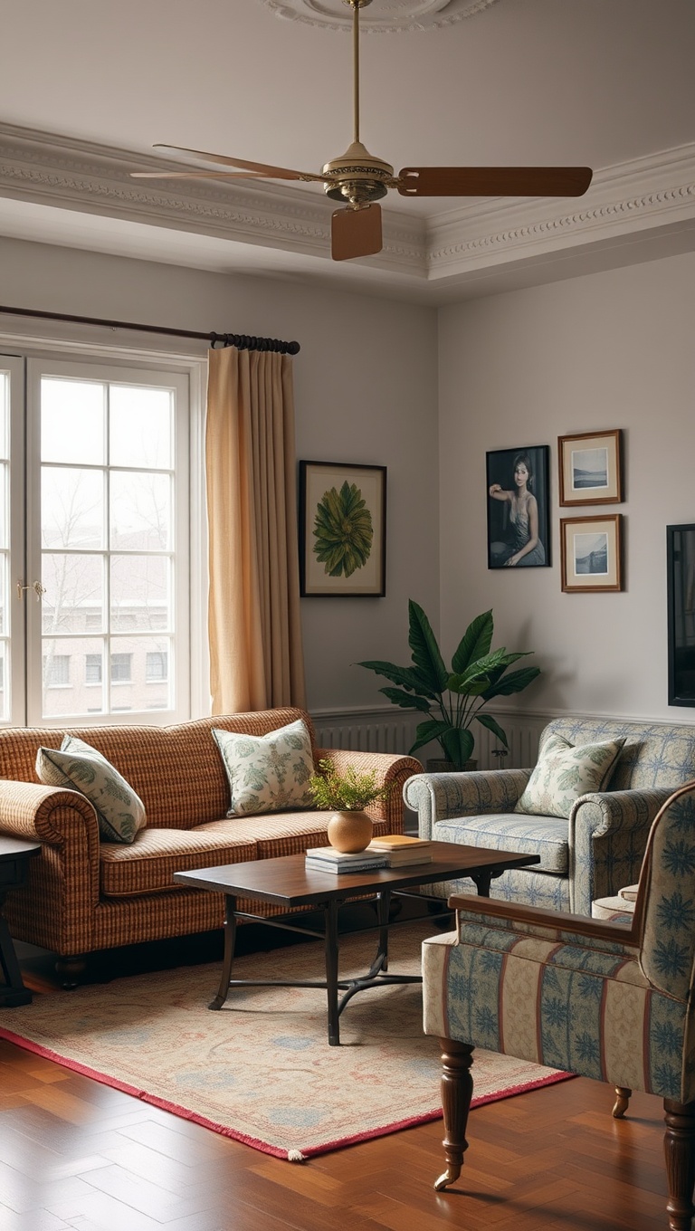 20 Charming Ideas to Create Your Dream Vintage Living Room - 7. Mix and Match Patterns