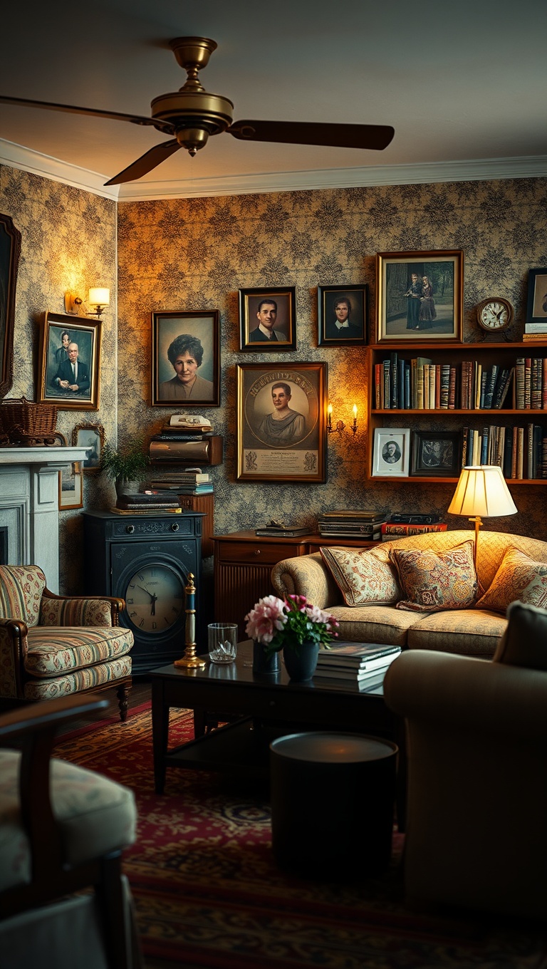 20 Charming Ideas to Create Your Dream Vintage Living Room - 16. Include Family Heirlooms