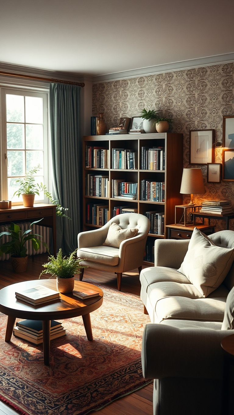 20 Charming Ideas to Create Your Dream Vintage Living Room - 17. Design a Chic Reading Nook