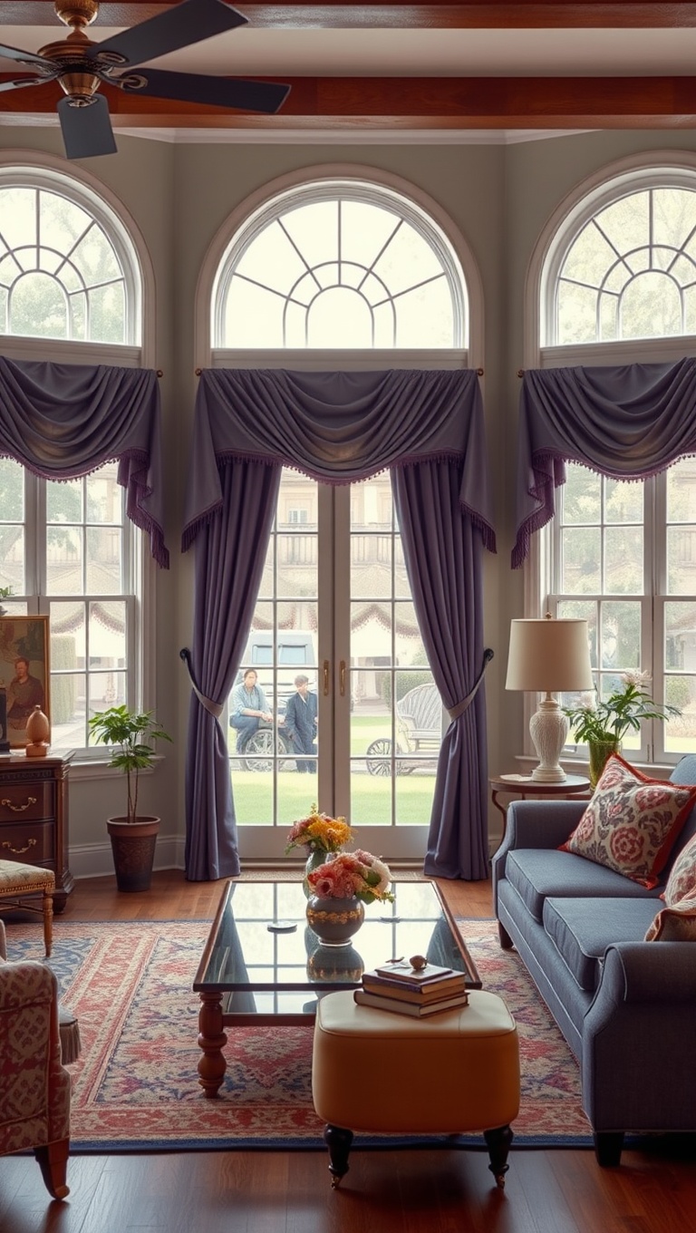 20 Charming Ideas to Create Your Dream Vintage Living Room - 19. Focus on Classic Window Treatments