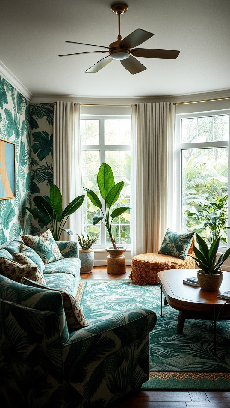20 Vibrant Ideas to Transform Your Living Room with Patterns - Tropical Inspirations: Bring Exotic Flair Indoors