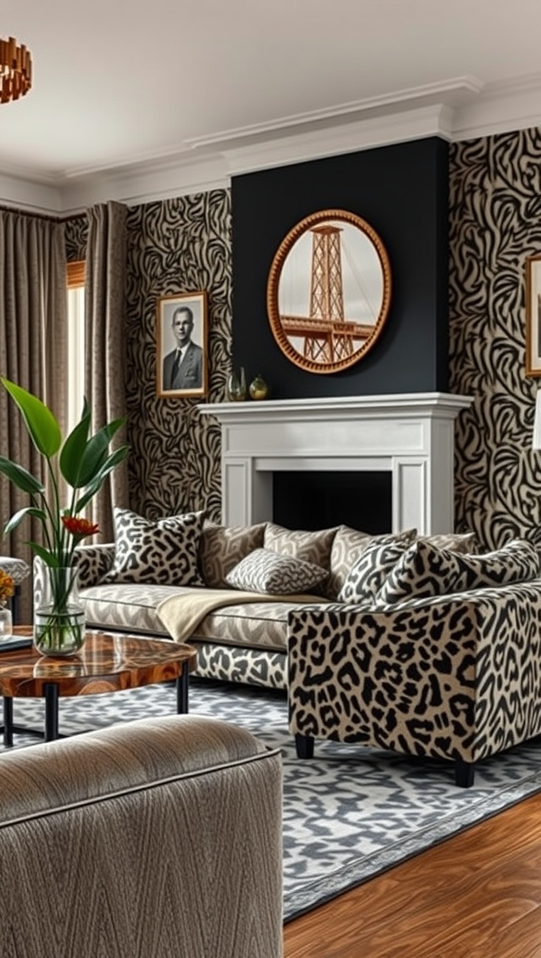 20 Vibrant Ideas to Transform Your Living Room with Patterns - Wild Animal Prints: Add a Bold, Adventurous Touch