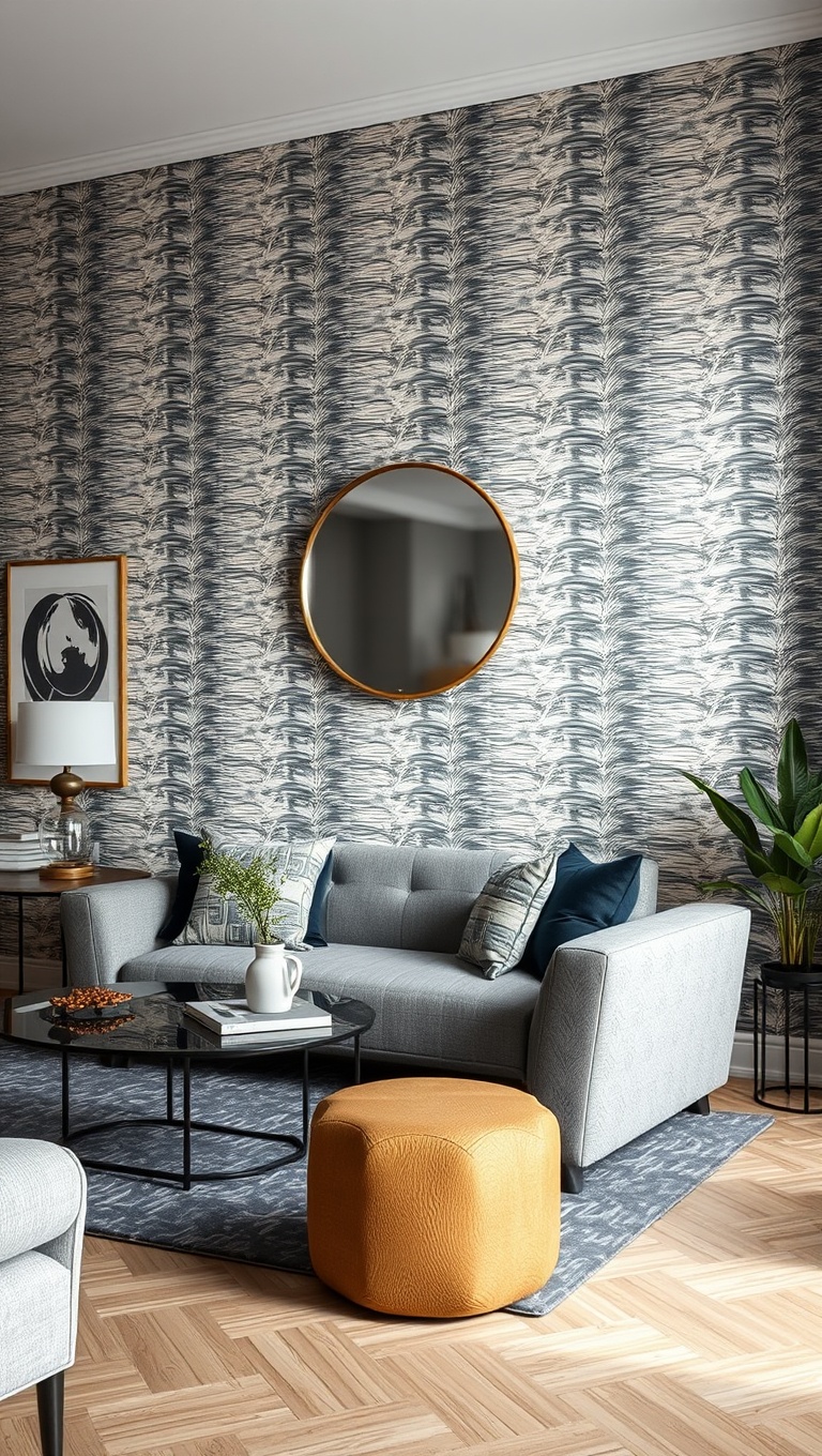 20 Vibrant Ideas to Transform Your Living Room with Patterns - Textured Wallpaper: Elevate Your Walls