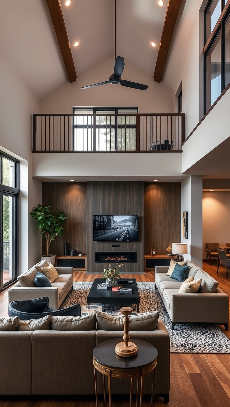 20 Stunning Ideas to Elevate Your High Ceiling Living Room - 5. Incorporate a Loft Area for Extra Space