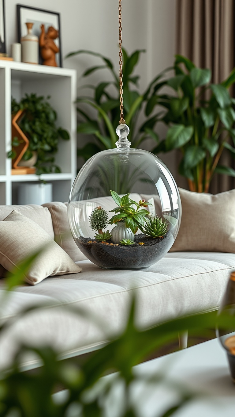 20 Lush Ideas to Bring Your Living Room to Life with Plants - 13. Create a Terrarium for a Touch of Whimsy