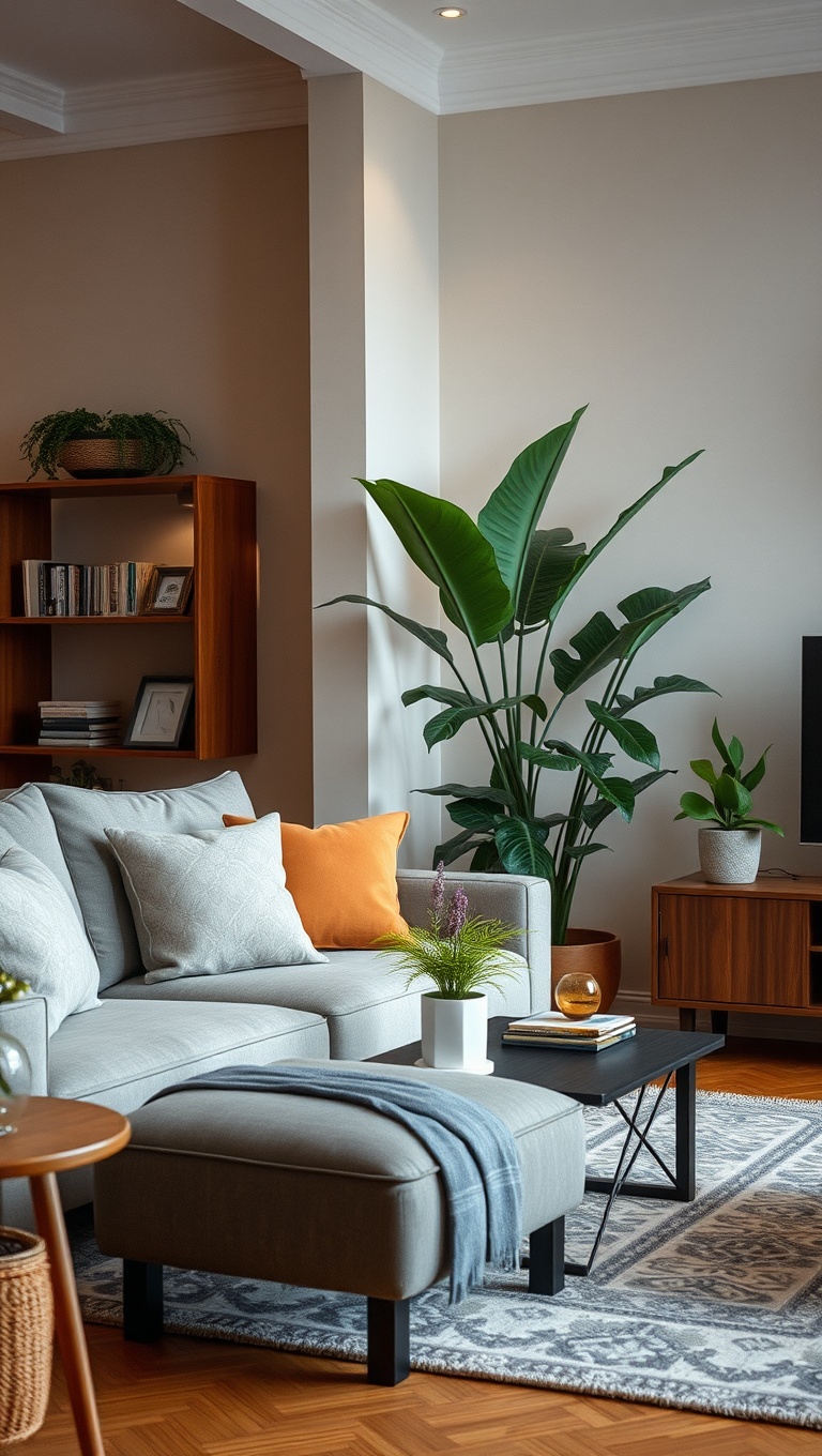 20 Lush Ideas to Bring Your Living Room to Life with Plants - 12. Use a Large Plant to Define Areas