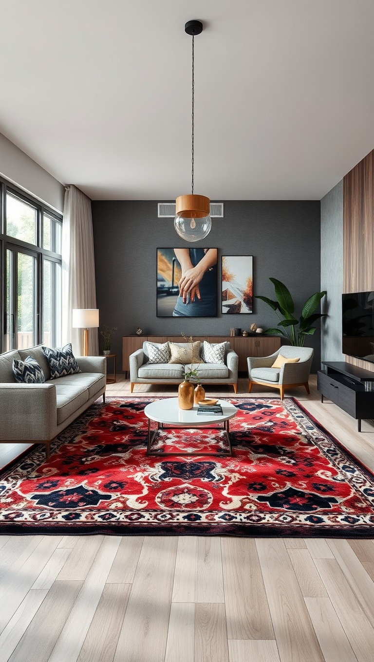 20 Stunning Ideas to Transform Your Open Concept Living Room - 3. Stylish Area Rugs: Define Your Spaces