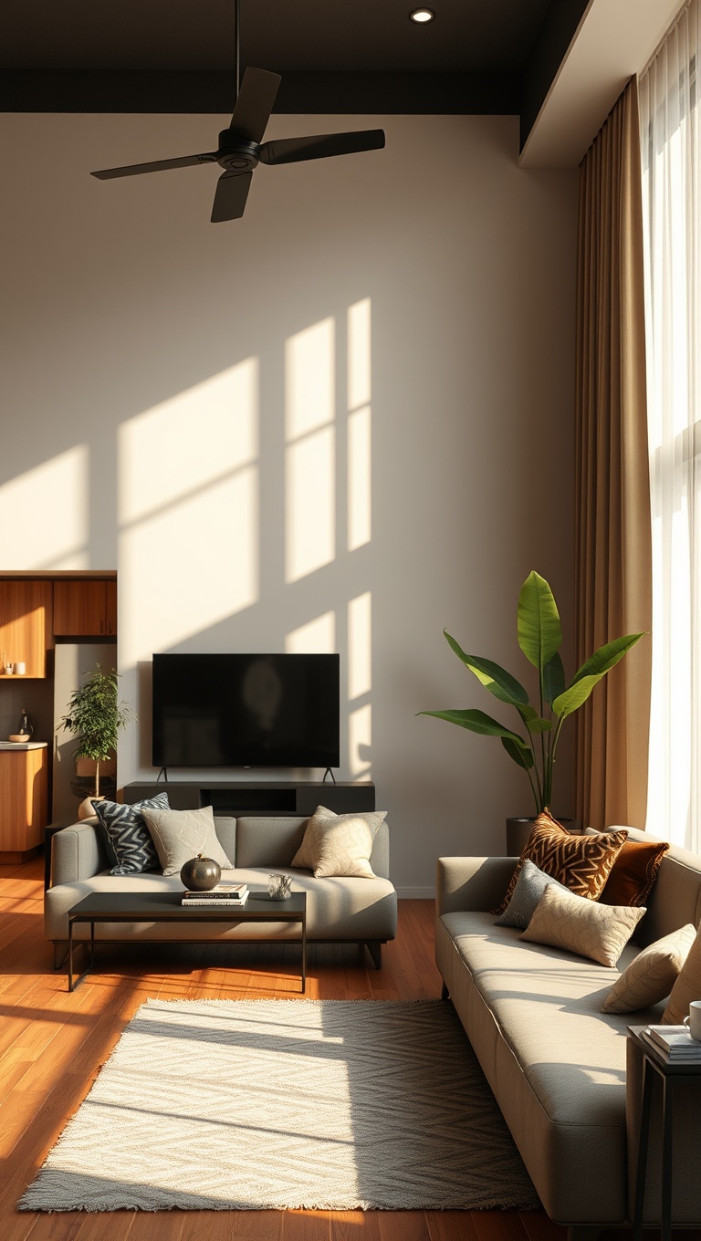 20 Stunning Ideas to Transform Your Open Concept Living Room - 5. Brighten Up with Natural Light: Use Sheer Curtains