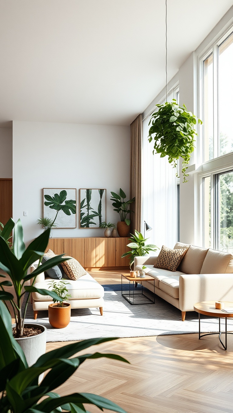 20 Stunning Ideas to Transform Your Open Concept Living Room - 6. Integrate Indoor Plants: Bring Nature Inside