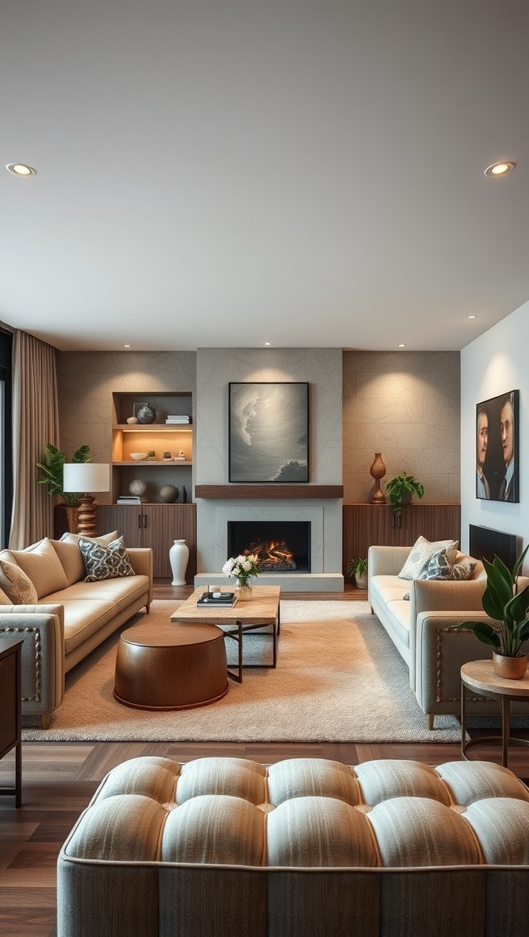 20 Stunning Ideas to Transform Your Open Concept Living Room - 12. Textured Fabrics: Layer for Comfort and Style