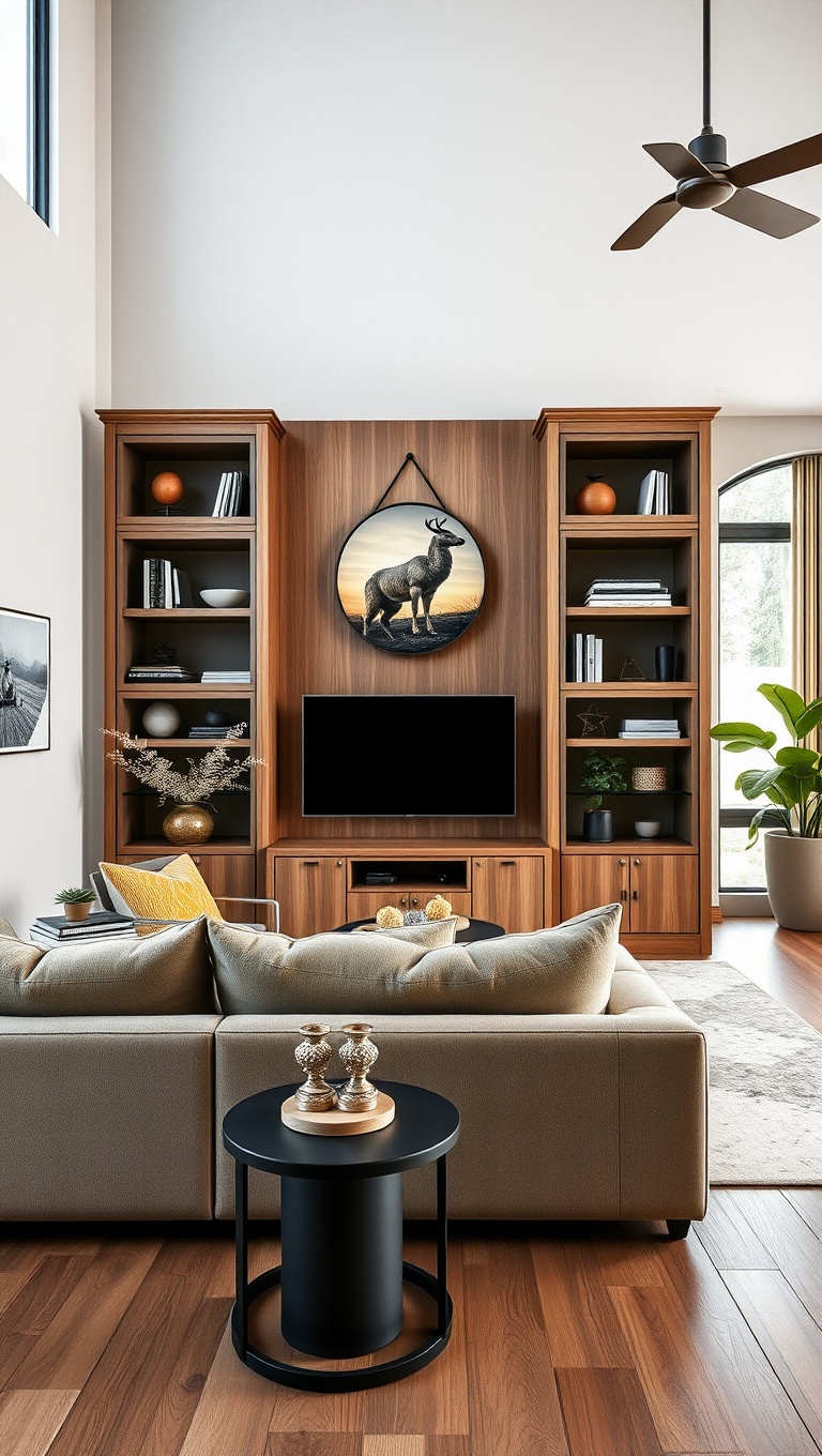 20 Stunning Ideas to Transform Your Open Concept Living Room - 17. Chic Built-Ins: Maximize Storage with Style