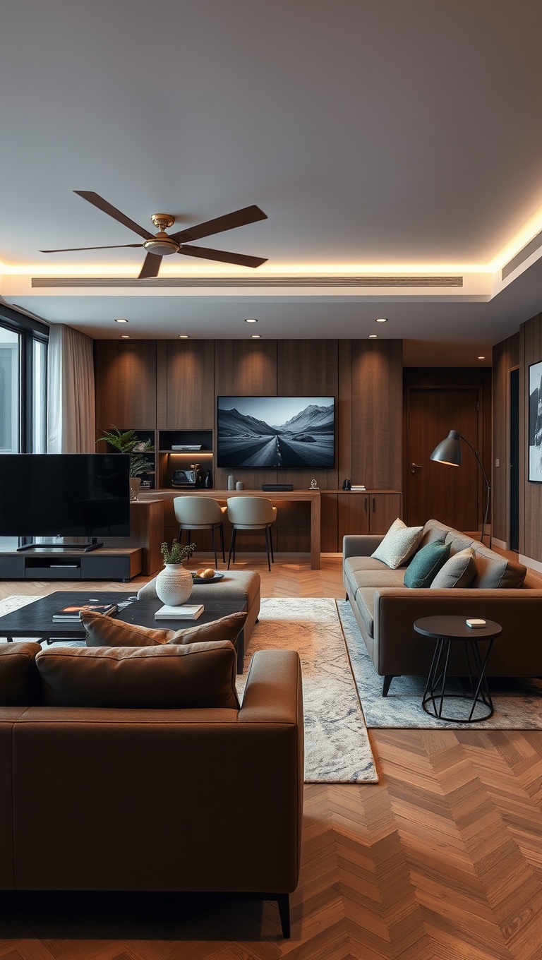 20 Stunning Ideas to Transform Your Open Concept Living Room - Functional Tech Integration: Keep It Sleek and Smart