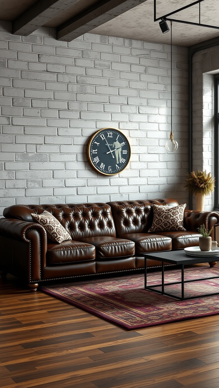 20 Trendy Ideas to Transform Your Living Room with Industrial Style - Leather Sofas: Luxurious Yet Tough