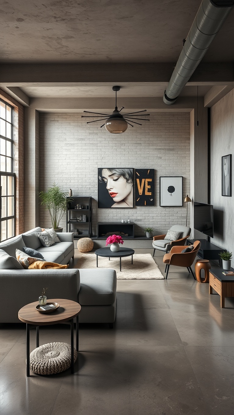 20 Trendy Ideas to Transform Your Living Room with Industrial Style - Concrete Floors: The Ultimate Urban Vibe