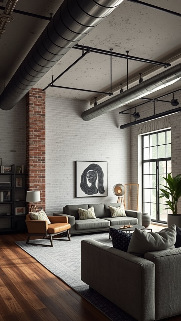 20 Trendy Ideas to Transform Your Living Room with Industrial Style - Pipes and Ducts: Embrace the Raw Look