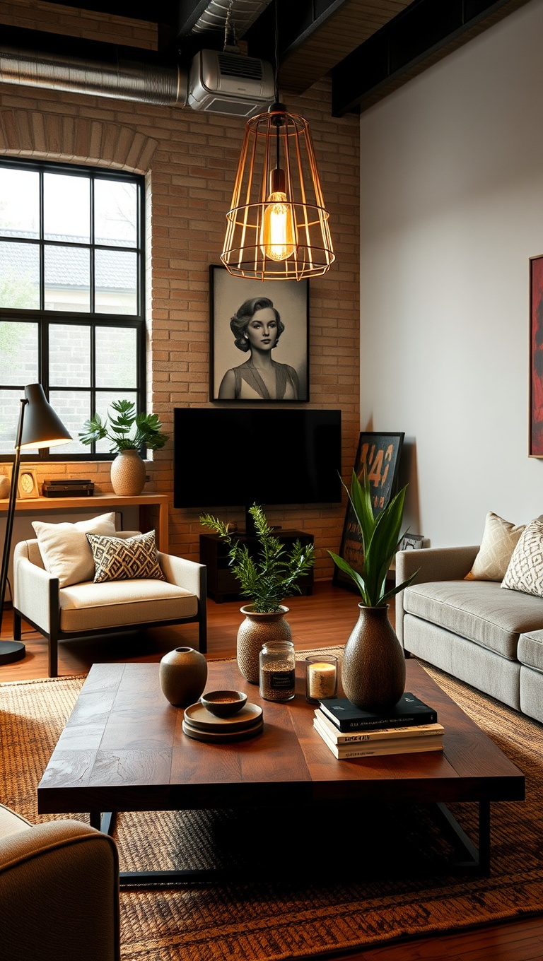 20 Trendy Ideas to Transform Your Living Room with Industrial Style - Industrial Coffee Tables: Centerpieces that Wow