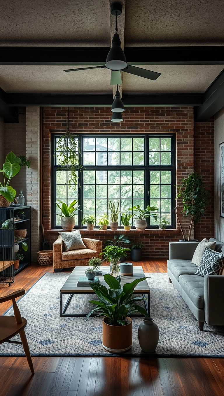 20 Trendy Ideas to Transform Your Living Room with Industrial Style - Greenery: Bring Nature Indoors