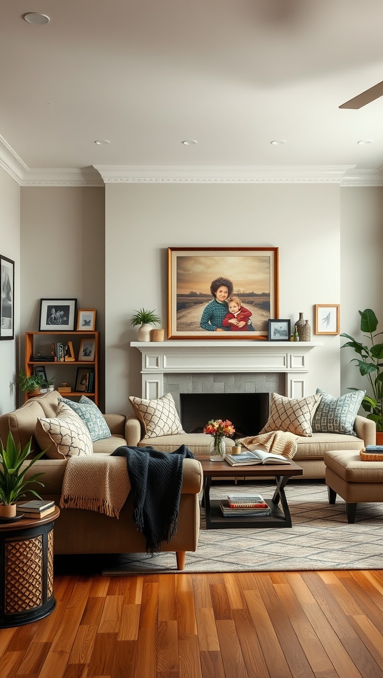 20 Cozy Living Room Ideas That Will Make You Want to Snuggle Up - Personal Touches: Family Photos and Art