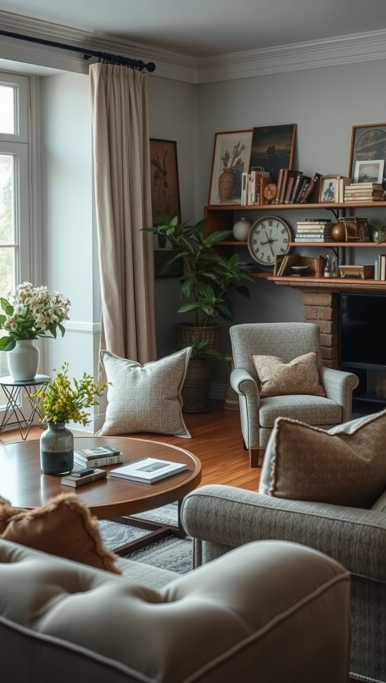 20 Cozy Living Room Ideas That Will Make You Want to Snuggle Up - Nostalgic Decor: Vintage Pieces That Tell a Story
