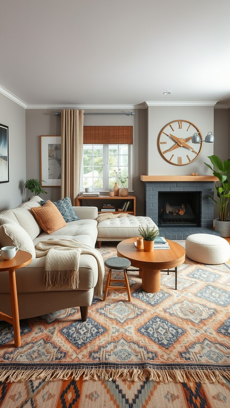 20 Cozy Living Room Ideas That Will Make You Want to Snuggle Up - Area Rugs: Grounding Your Space with Warmth