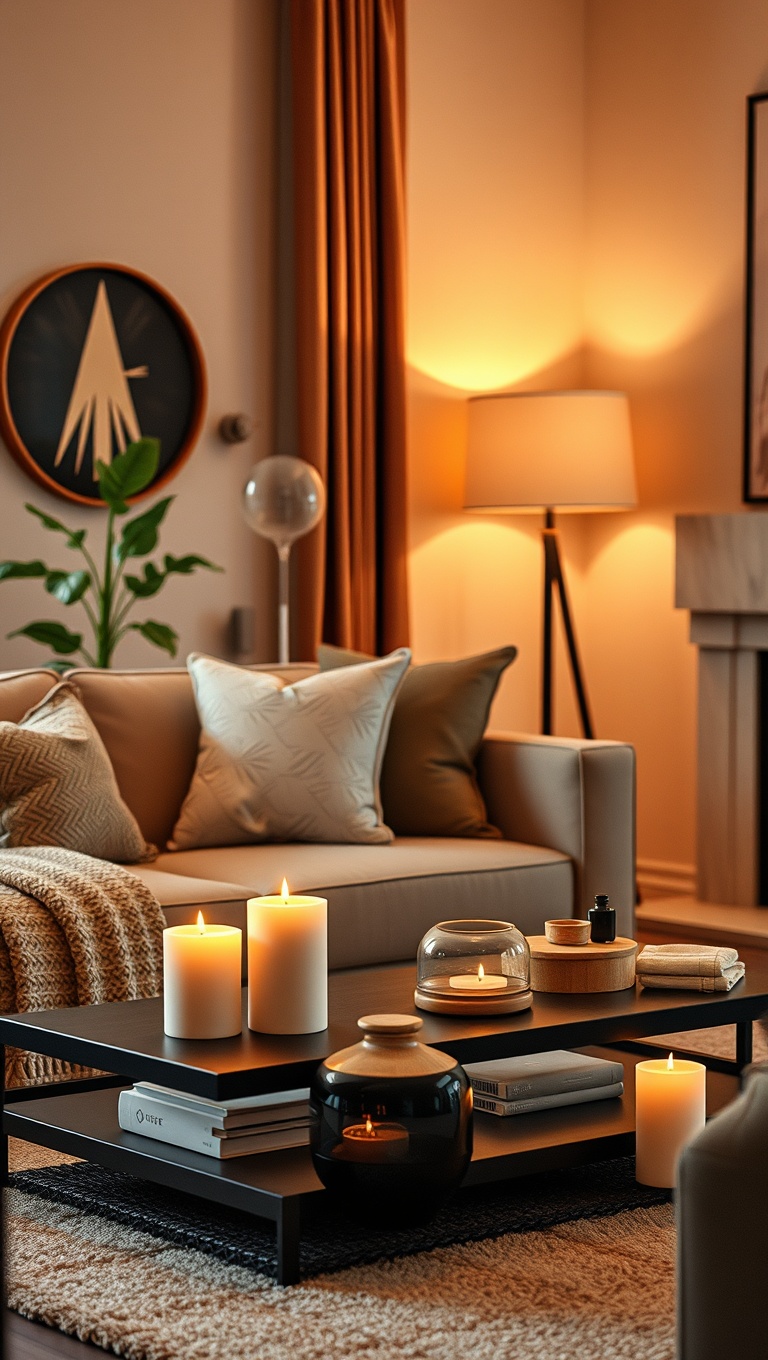 20 Cozy Living Room Ideas That Will Make You Want to Snuggle Up - Mood-Boosting Aromas: Candles and Diffusers