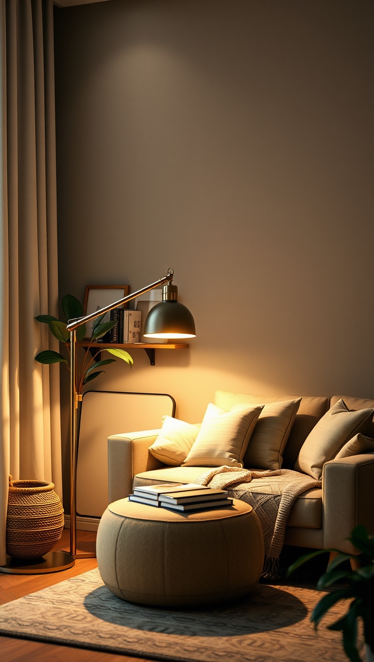 20 Inspiring Ideas for Your Organic Modern Living Room - 7. Create a Cozy Reading Nook with a Floor Lamp