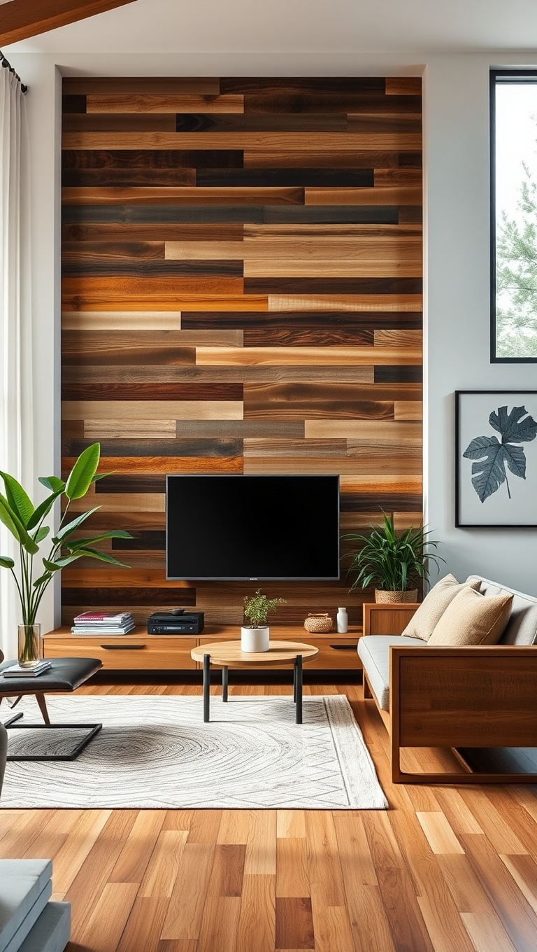 20 Inspiring Ideas for Your Organic Modern Living Room - 10. Create a Statement Wall with Reclaimed Wood