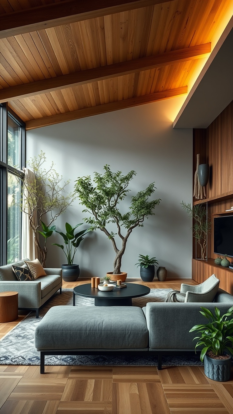 20 Inspiring Ideas for Your Organic Modern Living Room - 13. Introduce a Biophilic Design with Indoor Trees