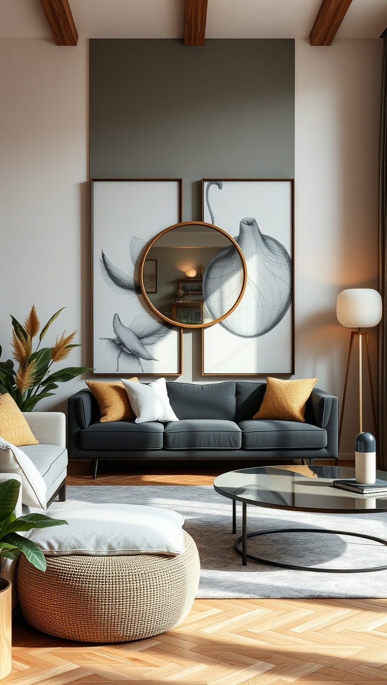 20 Inspiring Ideas for Your Organic Modern Living Room - 17. Use Mirrors to Reflect Natural Light