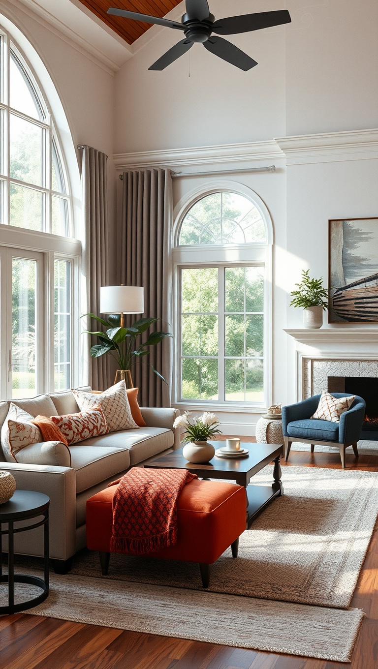 20 Inspiring Ideas for Your Dream Transitional Living Room - Define Areas with Area Rugs