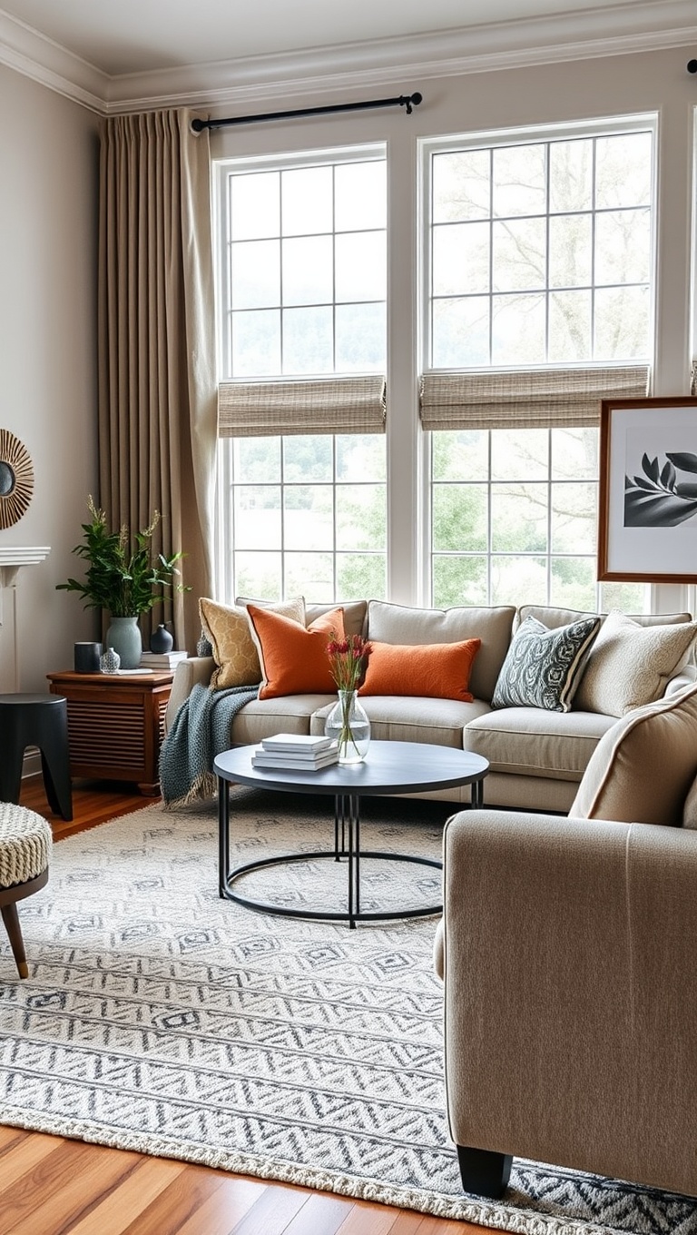 20 Inspiring Ideas for Your Dream Transitional Living Room - Enhance Comfort with Plush Throws and Pillows