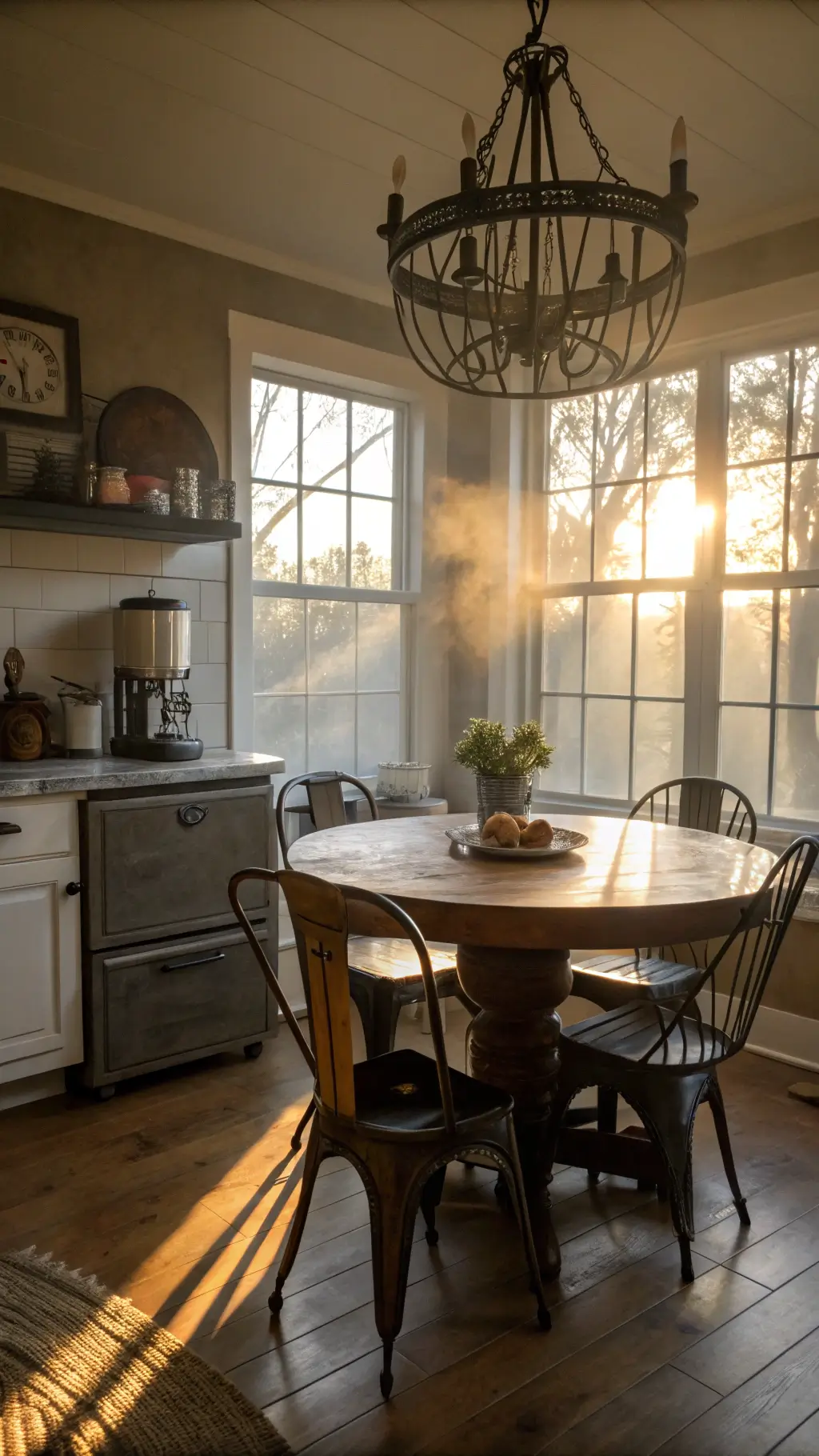 Textural contrast in industrial farmhouse kitchen