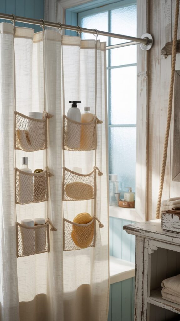 Hang a Shower Curtain With Built-In Pockets