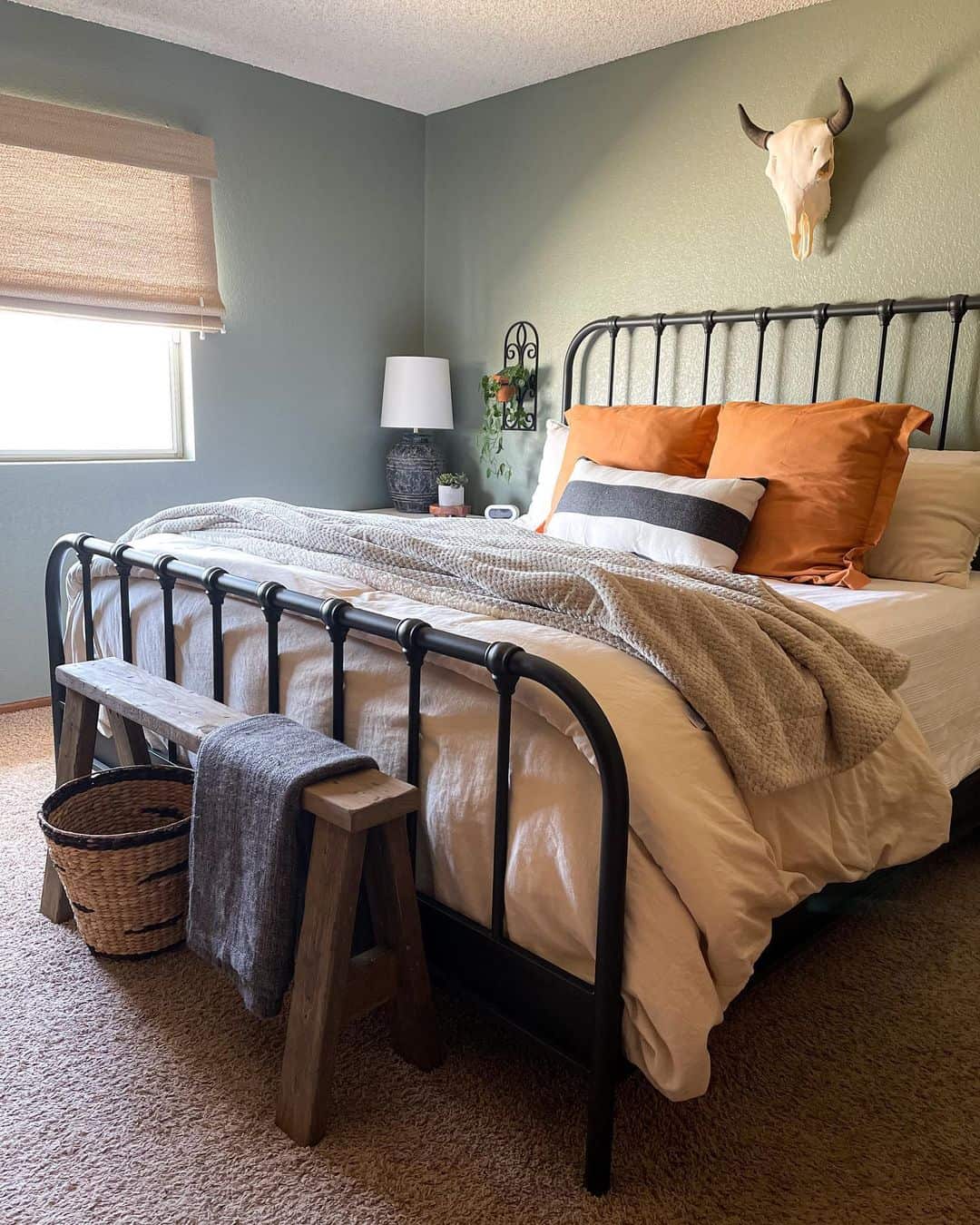 Modern Rustic Bedroom Highlighted by Artistic Wall Decor