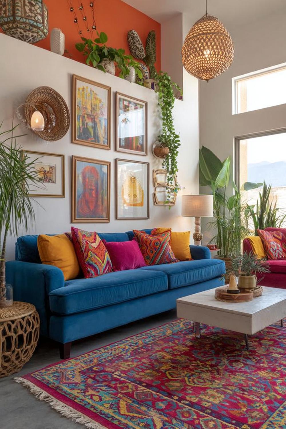 Highlight the Blue Sofa As a Bold Statement Piece