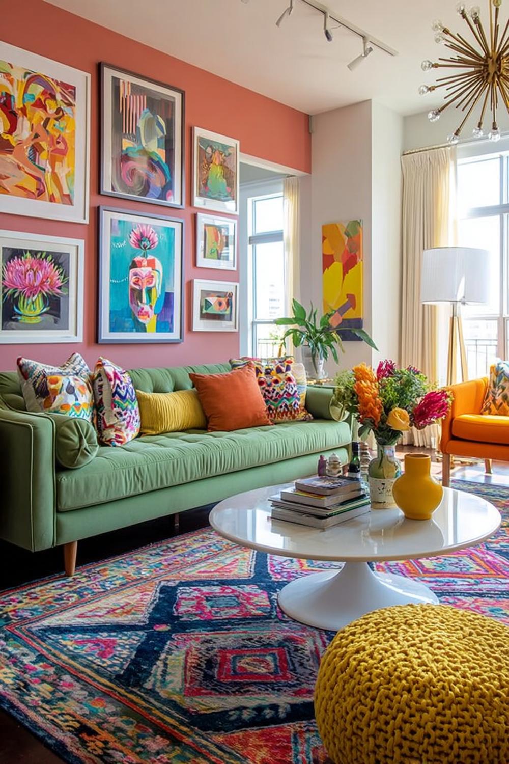 Swap Neutral Poufs For a Chunky Yellow Knit Accent