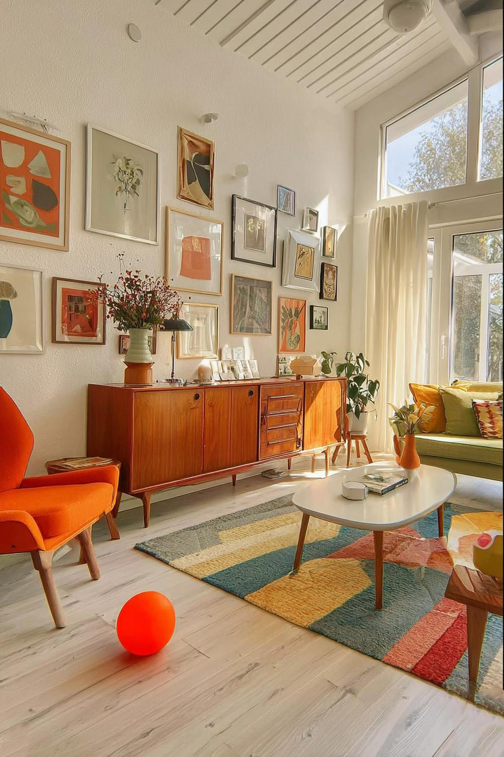 Mix Midcentury Wood Furniture with a Warm Color Palette