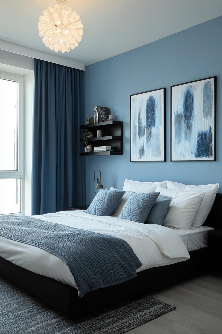 Use Coordinated Blue Curtains to Add Depth and Softness