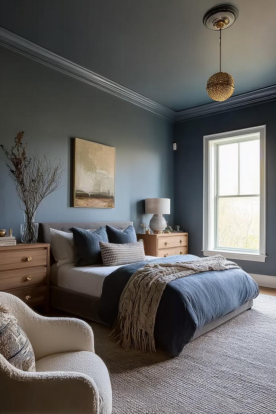 Harmonize Warm Wood Furniture with Cool Blue Walls