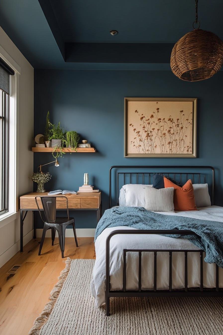 Define Your Workspace with Floating Shelves and Minimalist Decor