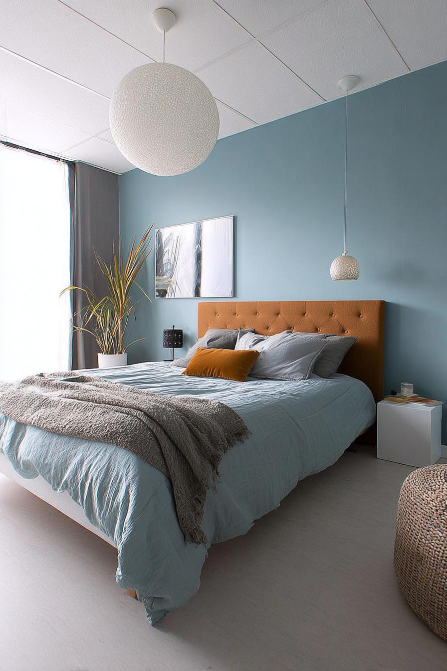 Frame Your Bed with Tall Green Plants for Natural Height and Freshness