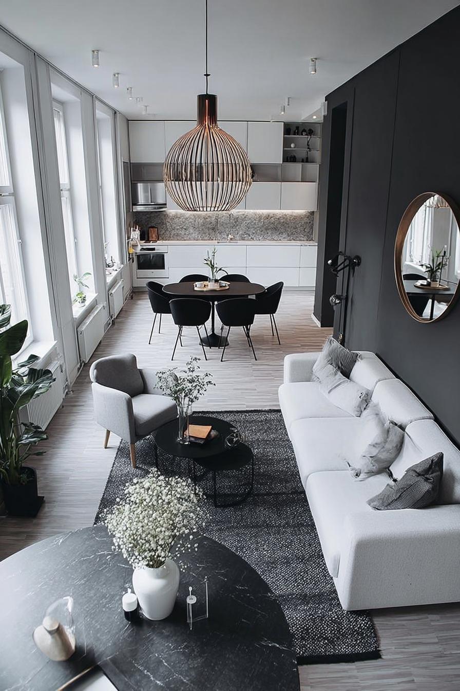 Let Natural Light Enhance Black Living Room Furniture